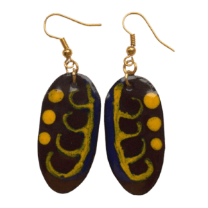 Smaltované podzimní náušnice. Jsou určené pro milovnice velkých náušnic. Budou ladit s vašimi zlatými šperky. Doplňte je přívěskem nebo broží se stejnou kresbou.