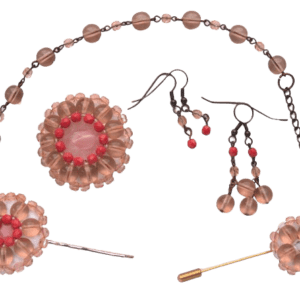 Růžová korálková souprava. Šperky a doplňky v romantickém stylu pro celou rodinu.