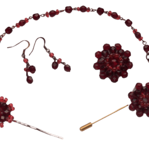 Vínová korálková souprava. Elegantní souprava pro pár.