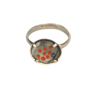 Smaltovaný prsten s červeným hroznem. Tento elegantní smaltovaný prsten je dokonalým doplňkem pro každou příležitost. Skvěle se hodí pro podzimní i zimní období, kdy vynikne svými teplými barvami a jedinečným designem. Díky nadčasovému vzhledu je ideální pro každodenní nošení, ale také pro speciální příležitosti, kdy chcete svůj outfit doplnit výrazným a elegantním šperkem. Doplňte jej šperky ze stejné kolekce.