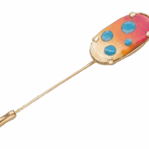 Smaltovaná jehlice s modrými puntíky do klopy saka, ruční práce