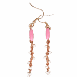 Jemné drátkované náušnice s perleťovými korálky z měděného drátu, romantický styl